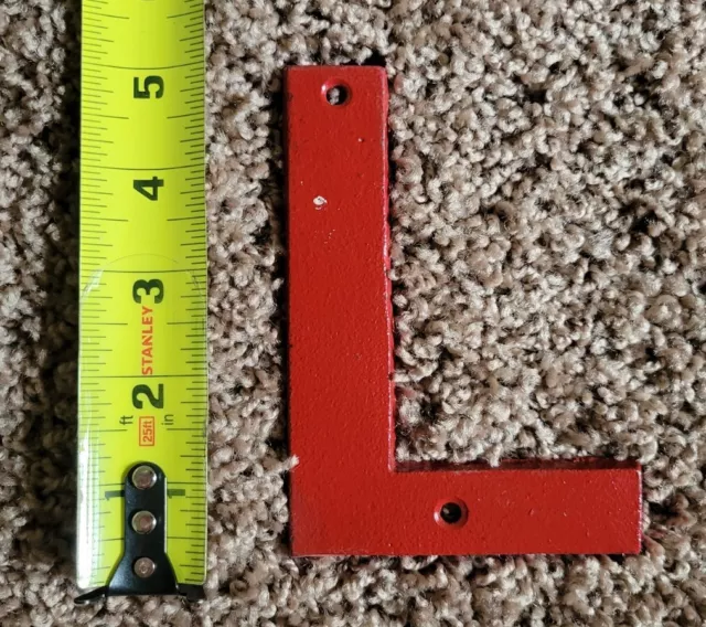 Cast Iron Industrial LETTER L Sign Rustic Red 5" tall Alphabet