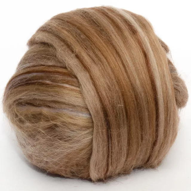 Merino/Silk (70/30) Dyed Saint Martin Top DHG 100g Fibre Spinning Felting Brown