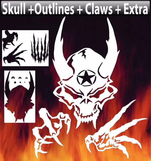 Mini Skull 5 Special Two Layer Airbrush Stencil Spray Vision Template