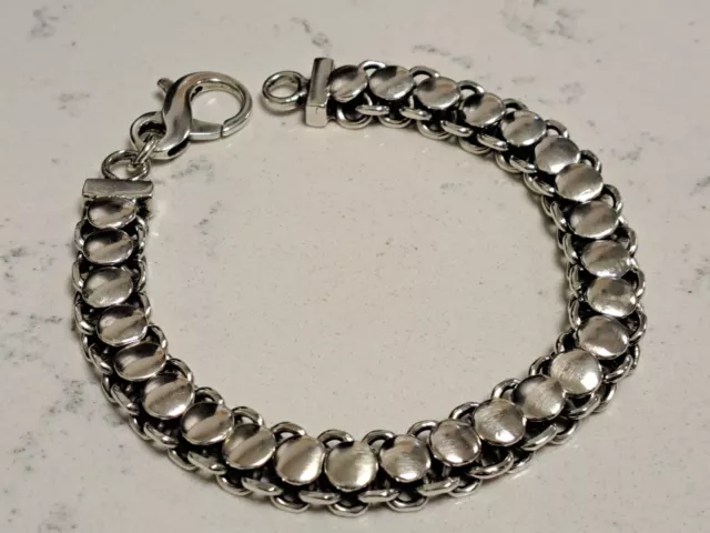 Great Disc Design 925 Sterling Silver Unisex Bracelet Sz 7.5