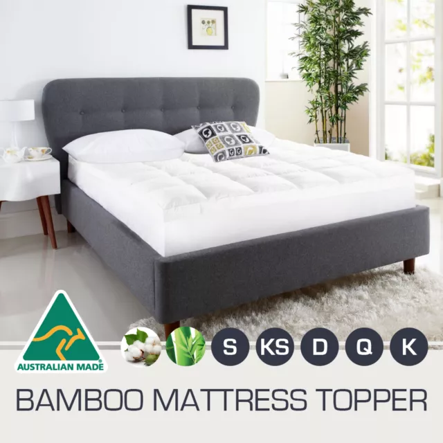 Aus Made 1000GSM Bamboo Fibre Pillowtop Mattress Topper All Size