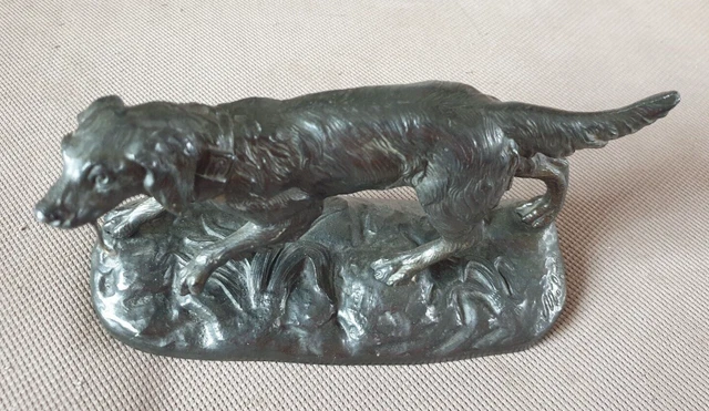 Sculpture en Régule – L’Enfant au Chien – debut du XXe siècle