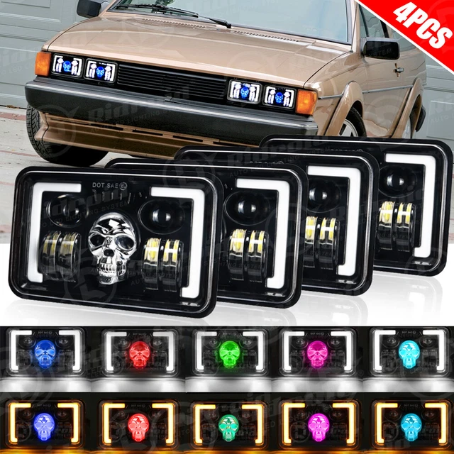 4PCS 5.75" Halo LED Headlights With Hi/Lo Beam – For Mercedes 380SL/450SL/560SL & Vintage Cars, Black Housing By RIDROID