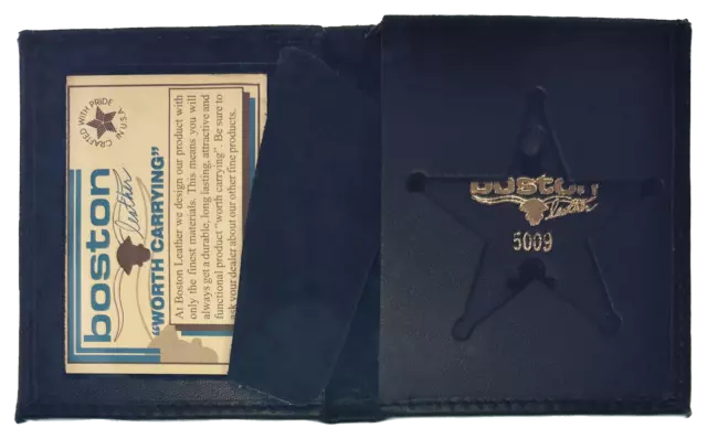 BOSTON LEATHER BOOK STYLE BADGE WALLET: 5 Point Star Cutout (150-S-5009)