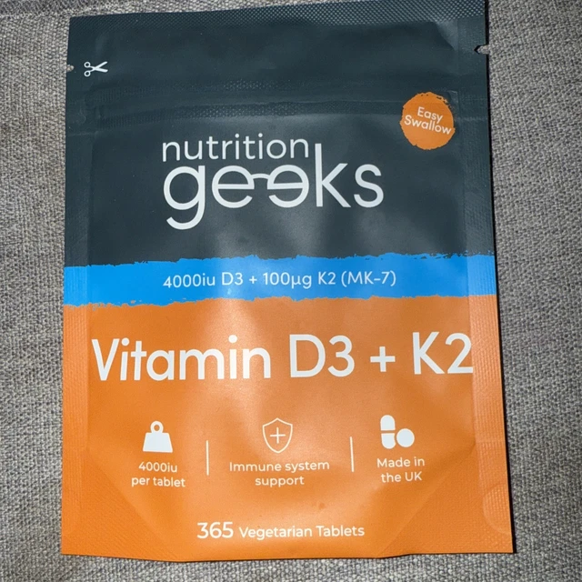 NUTRITION GEEKS VITAMIN D3 + K2, 365 Vegetarian Tablets £7.00 - PicClick UK
