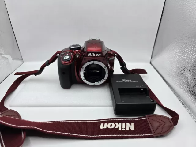 MINT Nikon Red D3300 24.2 MP Digital SLR Camera with Charger, Battery, 16GB SD