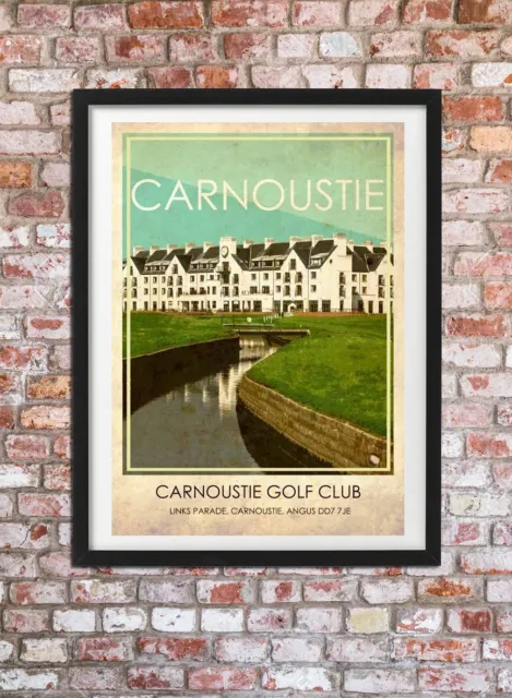 CARNOUSTIE GOLF COURSE Vintage style A4 Illustrated Art Poster Print