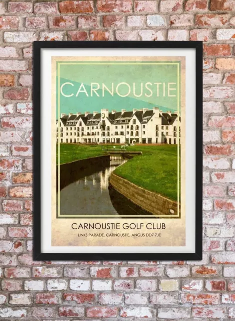 CARNOUSTIE GOLF COURSE Vintage style A4 Illustrated Art Poster Print CARNOUSTIE GOLF COURSE Vintage style A4 Illustrated Art Poster Print