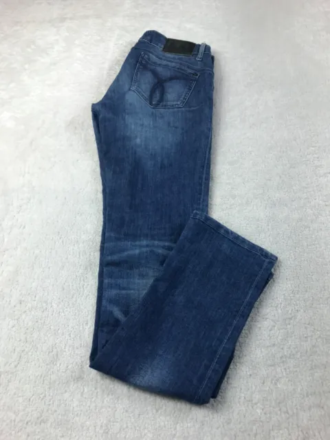 Calvin Klein Jeans Blue Womens 30x32 Mid Rise Slim Straight Leg Zip Fly Denim