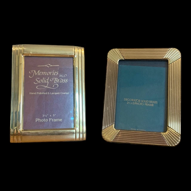 3.5x5” Vintage Solid Brass Picture Photo Frame Korea, Lot Of 2