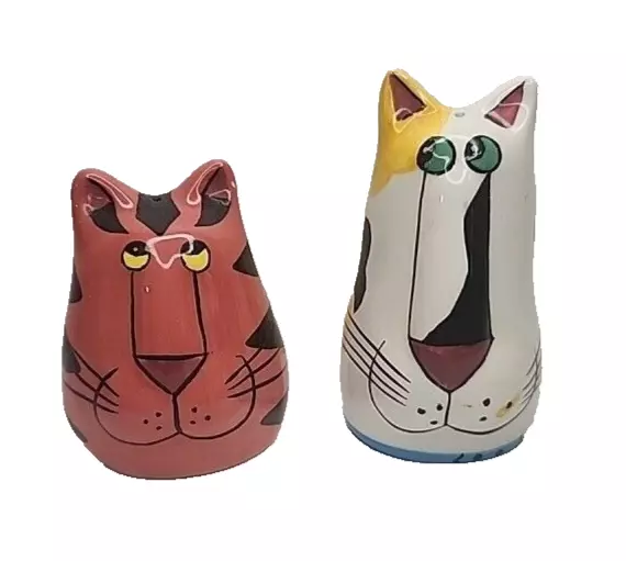 Catzilla Salt & Pepper Shakers Candace Reiter Designs Colorful Cats no box