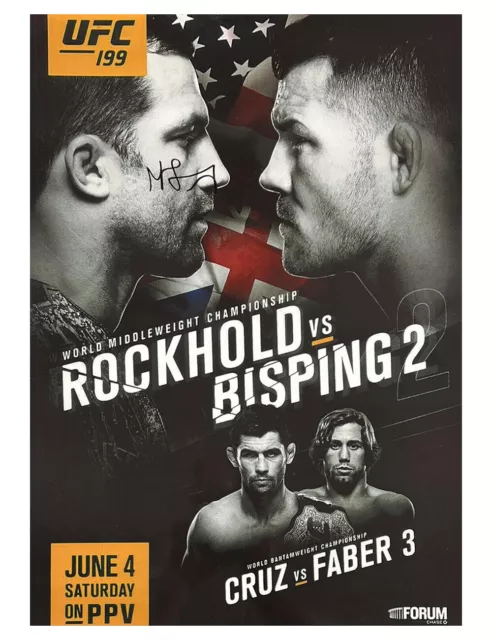 A3 MMA / UFC Rockhold vs Bisping 2 Poster Signed by Michael Bisping + ME COA