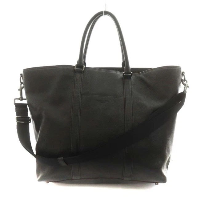 Coach Pebbled Trekker Tote Bag Handbag Shoulder 2 Way Leather Black F78768 Used