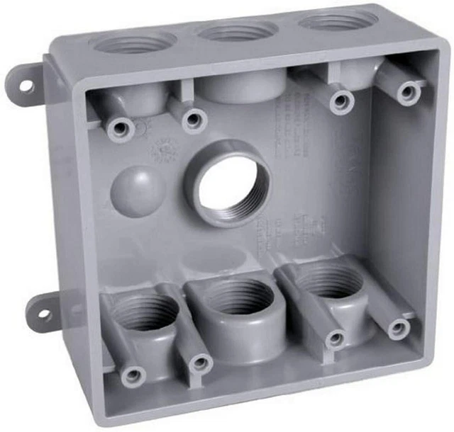Hubbell-Bell PDB77550GY Two-Gang Weatherproof Box Seven 1/2 in. or 3/4 in. Threa