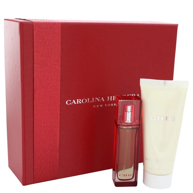 CHIC SET BY CAROLINA HERRERA 1.0 oz EAU DE PARFUM+3.4oz BODY LOTION NEW VINTAGE
