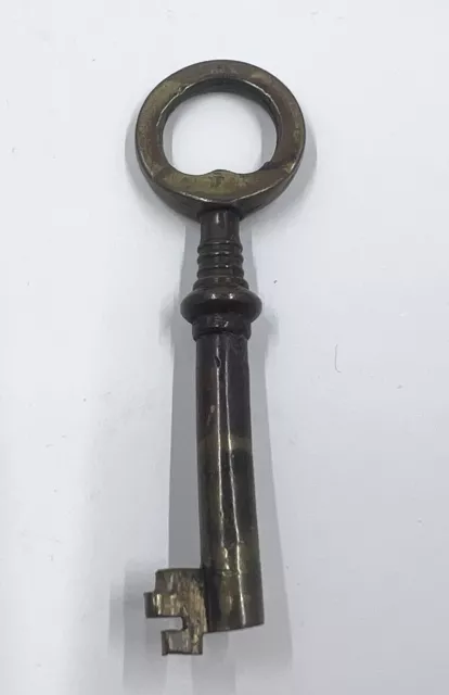 Antique Fancy Ornate Hollow Open Barrel Brass Skeleton Key 2.25”
