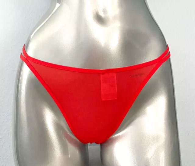 CALVIN KLEIN NWT Sheer Marquisette Red Strappy String Thong Tanga Panty  $16.99 - PicClick