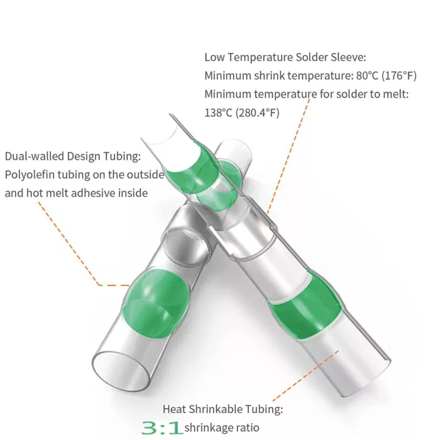 400/100x Waterproof Solder Seal Sleeve Heat Shrink Wire Connectors Terminal kits 2