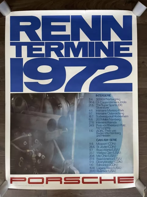 Original 1972 Porsche Renntermine  Werks -Werbe - plakat - poster