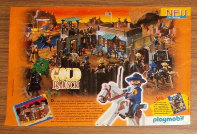 Seltene Werbung PLAYMOBIL Western 3023 Fort Eagle Goldmine Nordstaatler 1998