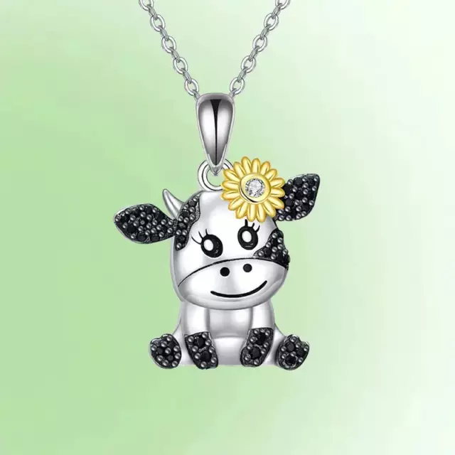 Cute Cartoon Cow Pendant Necklace Women Girls Family Holiday Gift Fashion New