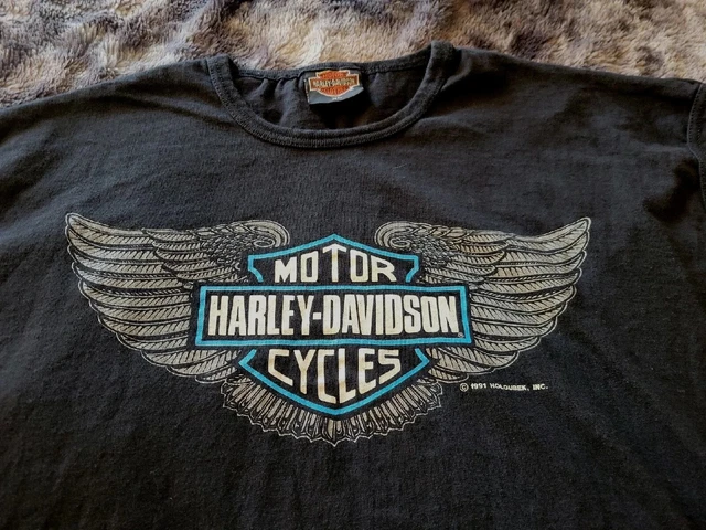 1991 Harley Davidson Angel Wings Sz XL Black Tank Top Single Stitch 3D TAG