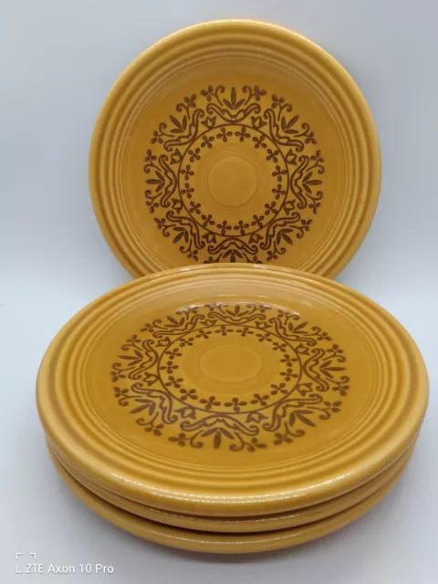Set of 4 VTG Homer Laughlin Casualstone Coventry Fiesta  Yellow Bread Plates