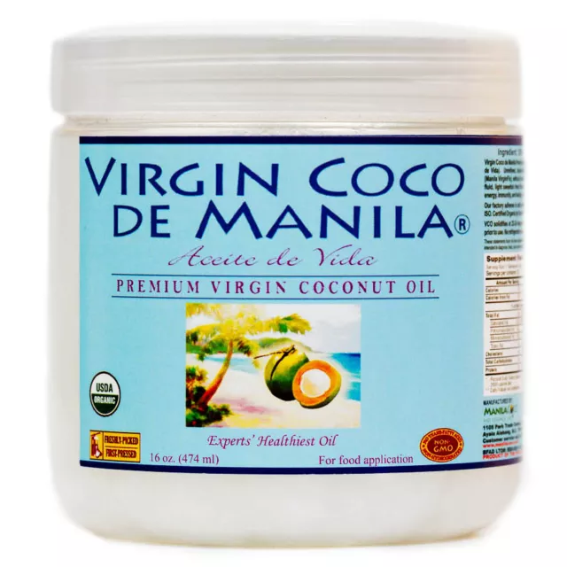 Organic ManilaCoco 100% Virgin Coconut Oil NoBlend FRESH Nutrient Dense raws16oz