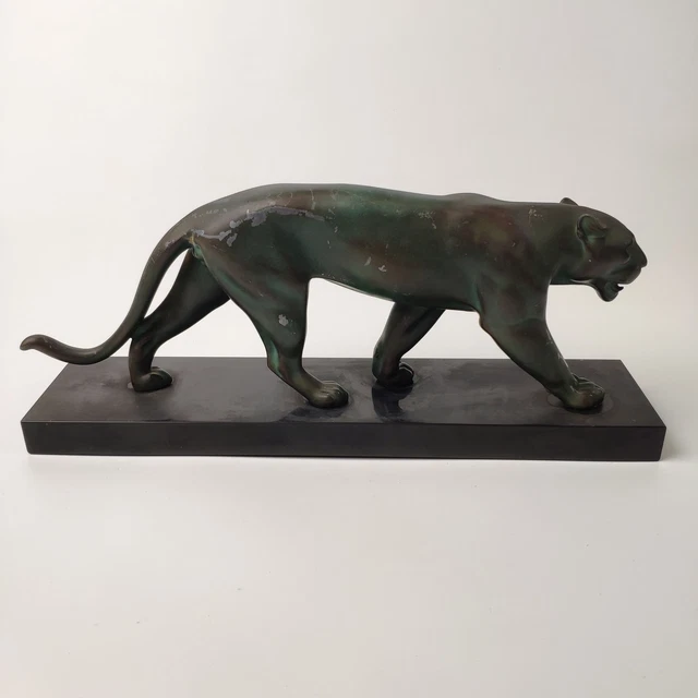 MAX LE VERRIER Panthère Baghera en BRONZE ? ART DÉCO 5 KG 16x38x9 cm signée