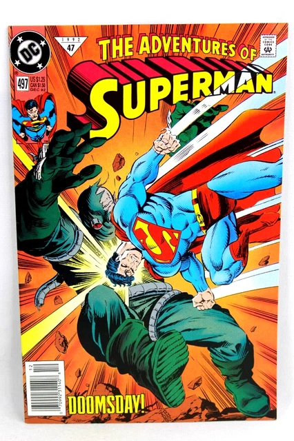 Adventures of Superman #497 Doomsday UPC Newsstand 1992 DC Comics F/F+