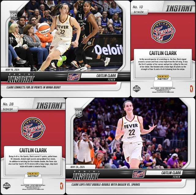 (2) 2024 PANINI Instant WNBA Caitlin Clark ROOKIE CARDS SP Fever 10