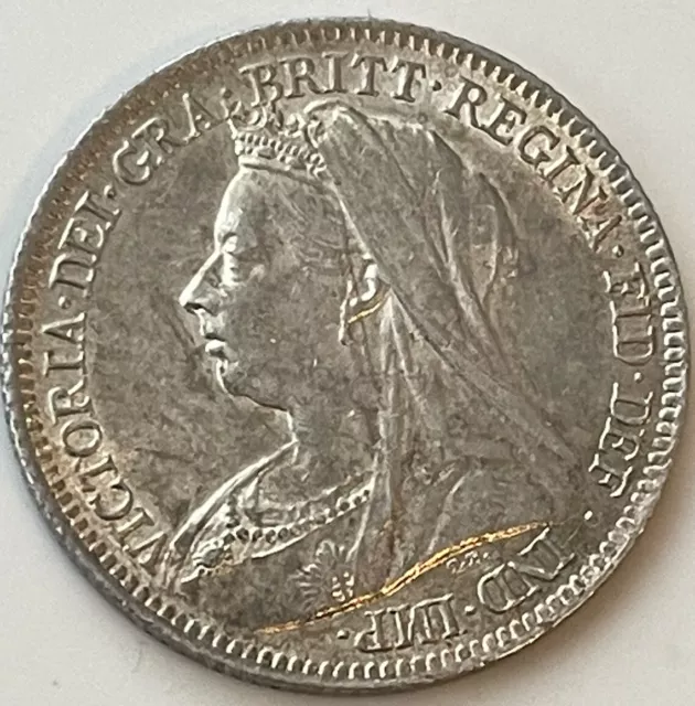 1901 Victoria Veiled Head 0.925 Silver Sixpence 6d Coin