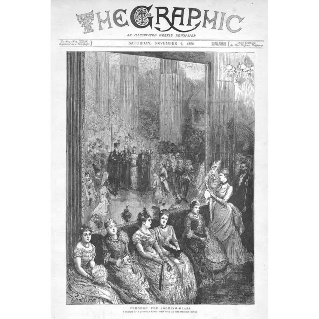 LONDON A Juvenile Fancy Dress Ball at the Mansion House - Antique Print 1886