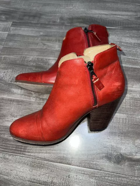 Rag & Bone Red Margot Booties Women Red Size 38,5 Leather Shoes Boots 2