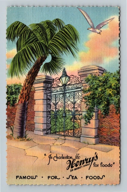 Charleston SC-South Carolina Henry's Rest. Advertising Vintage Postcard