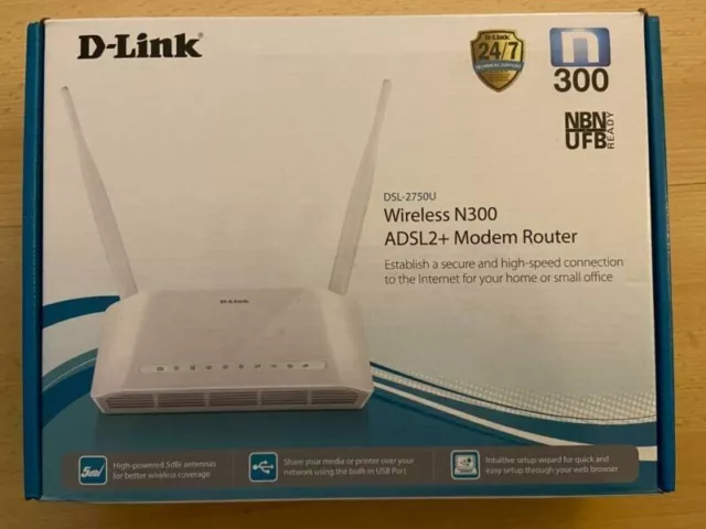 Genuine Wireless D-link N300 ADSL2+ Modem Router DSL-2750U