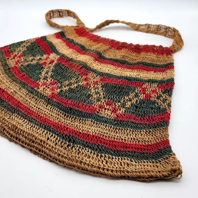 Vintage Handmade Woven Bilum Shoulder Bag From Papua New Guinea