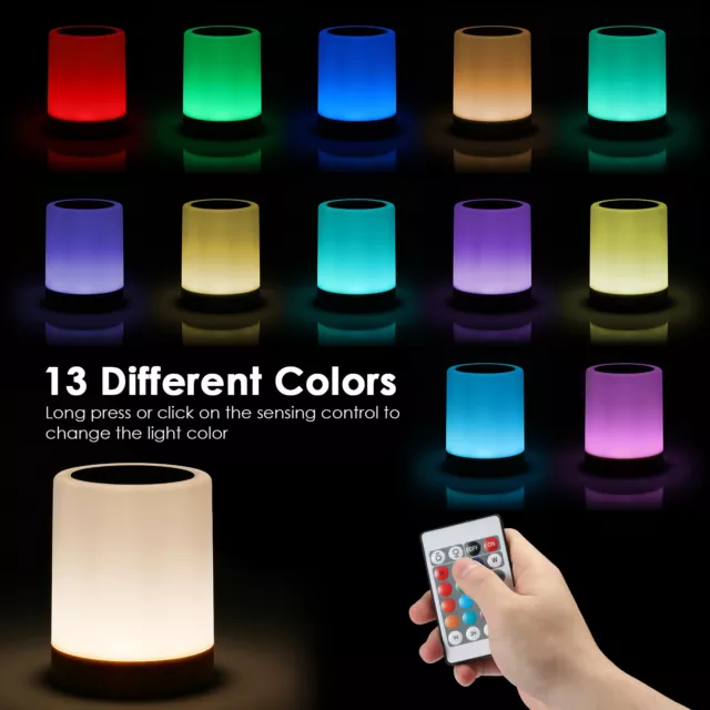Lampe de chevet tactile 13 couleurs avec télécommande • Moment