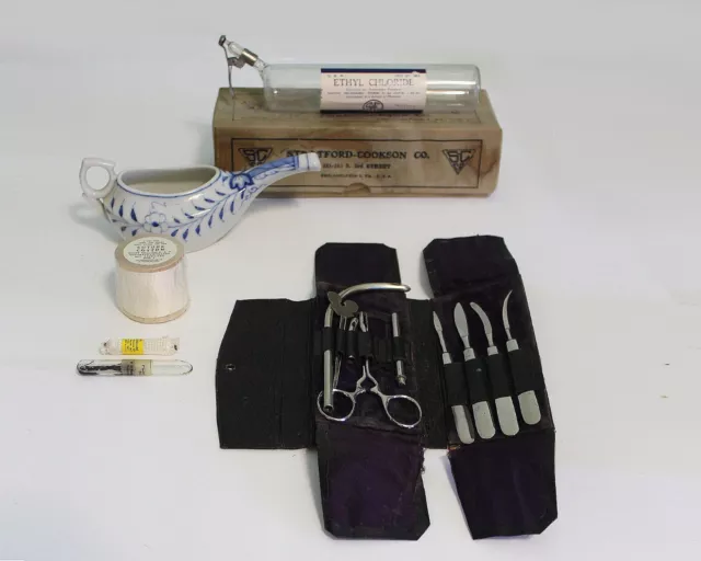 Vintage Surgical Kit With Ethyl Chloride Anesthesia - Ivalid Feeder & More!!!