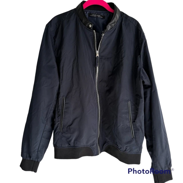 ZARA MAN Black Mens Zip Bomber Jacket, XL