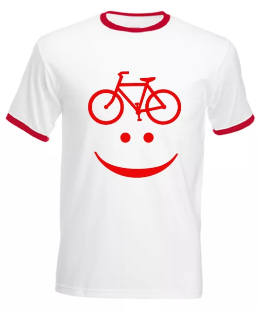 T-SHIRT UOMO BICICLETTA maglietta ciclista CON SORRISO BICI CICLISMO SPIRITOSA!