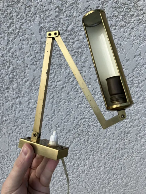 Petite Lampe à Fixer Applique Bras Articulé Métal Doré Design XXème Vintage Lamp