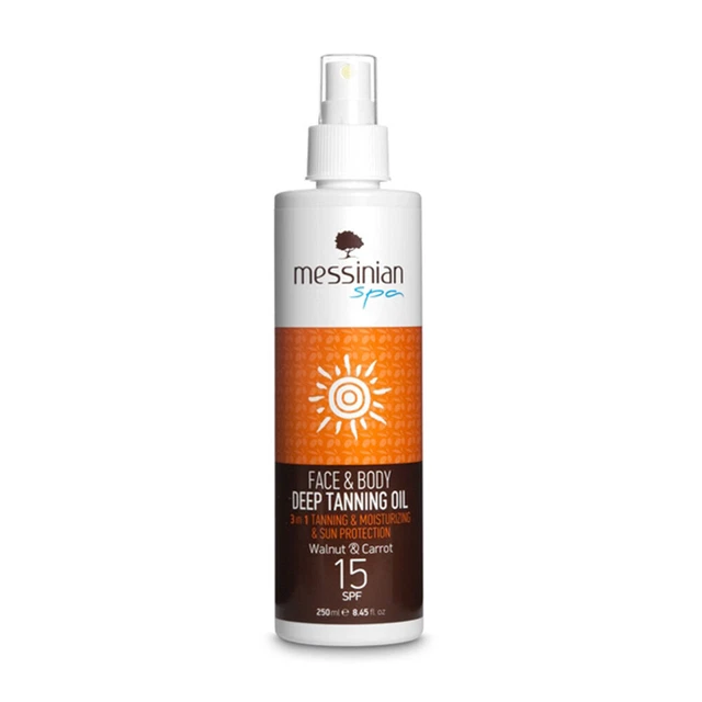 Olio abbronzante viso e corpo SPF 15 250 ml. Messinian Spa
