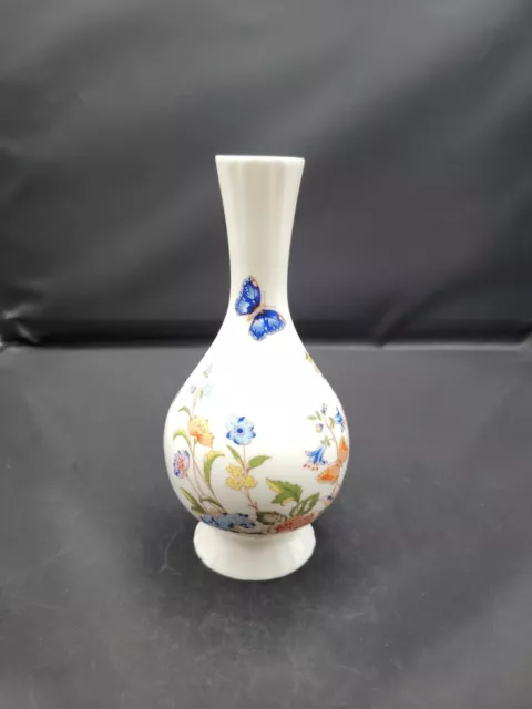 Aynsley Cottage Garden Blue Butterfly Floral 6in Bud Vase English Bone China