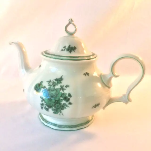 ROSENTHAL CHIPPENDALE GREEN BLOOM TEAPOT w LID EXCLT 6 CUP BEAUTY! WW II HISTORY 3