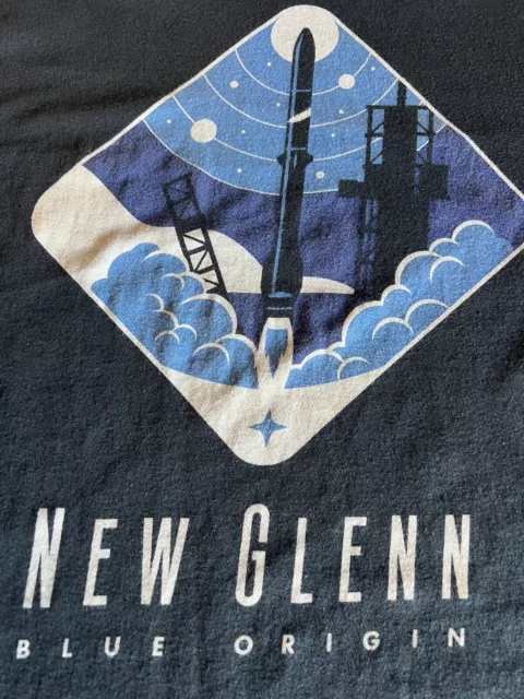 Rare NEW GLENN Blue Origin Gray AMAZON SPACE TRAVEL SHIRT Medium Jeff Bezos NWOT