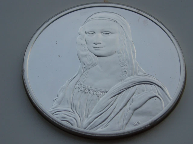 2.3 OZ SILVER Coin The Mona Lisa Leonardo Da Vinci 100 Greatest