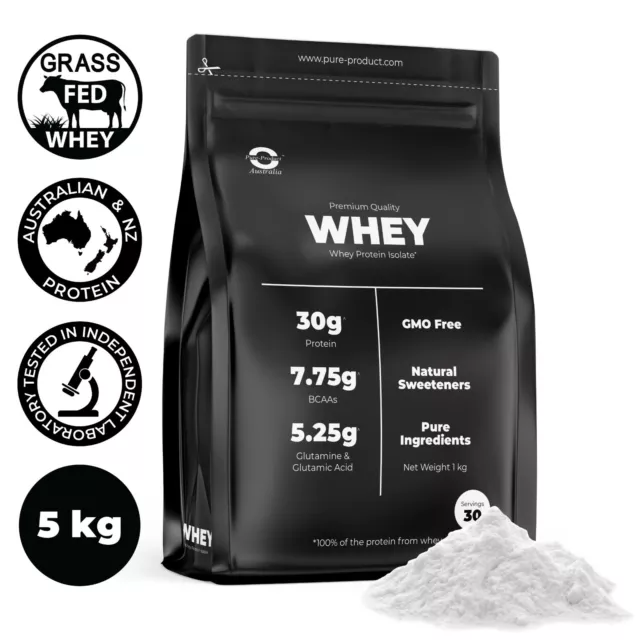 5Kg Whey Protein Isolate Powder  Wpi  100% Grass-Fed -Choose One Flavour