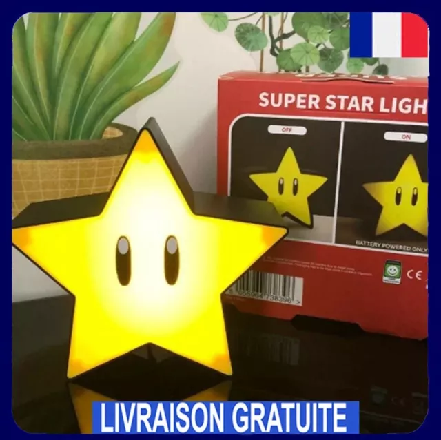 Super Mario Lampe de Bureau LED Veilleuse Enfant USB Son Super Star Cadeau