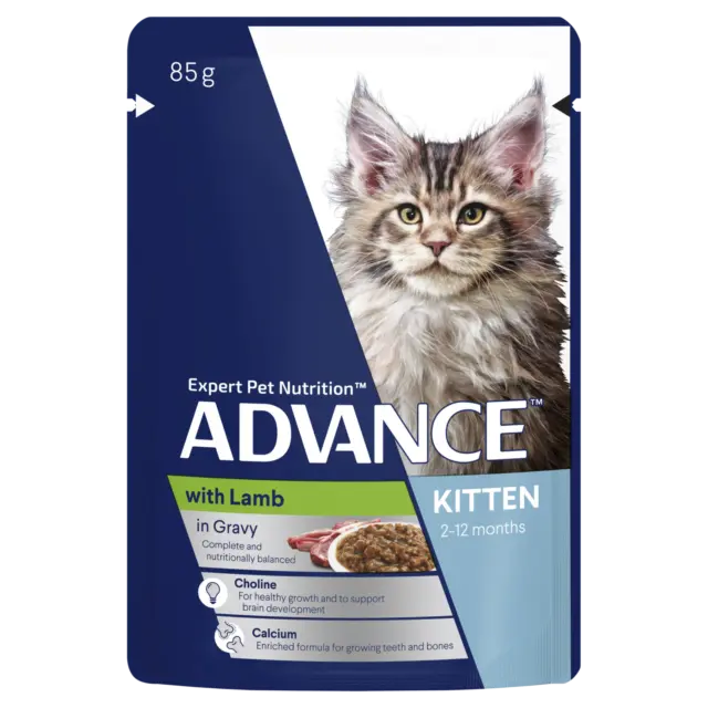 Advance Kitten 2-12 Months Wet Cat Food Lamb in Jelly 12 x 85g